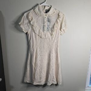 Killstar Shes Laced Lace Ivory Dress Medium